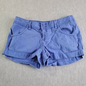 Le Tigre Shorts Juniors 9 Blue Solid Chino Flat Front